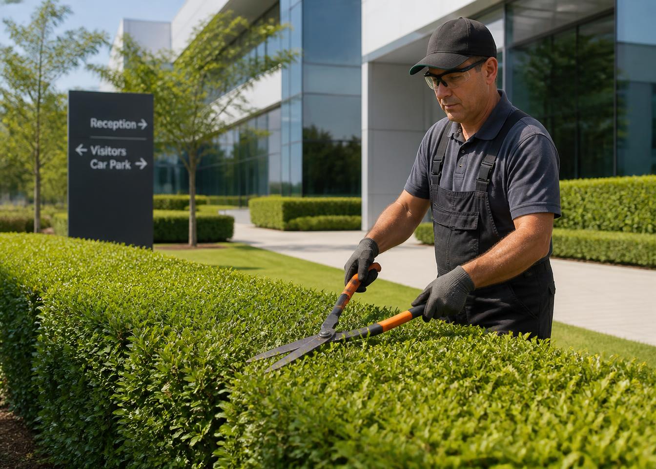 Jardinero de ACCINT manteniendo zonas verdes